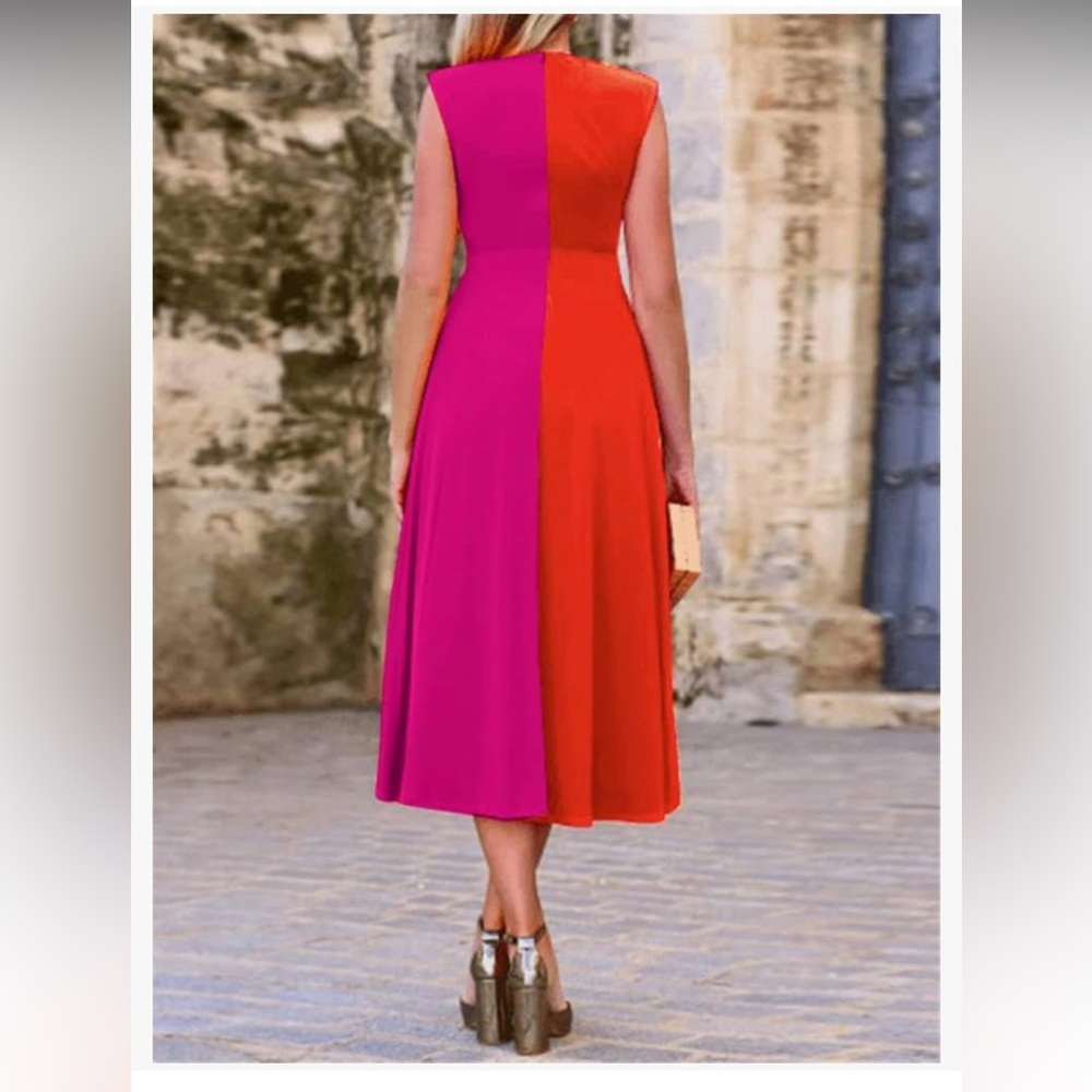 Cayro measures small Vibrant Pink and Orange Women's Dress - Picture 2 of 12